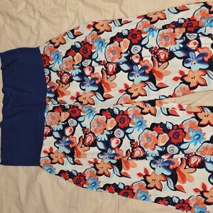 VENUS Blue and Orange Floral Palazzo Sleep Pants With Flared Bottom!